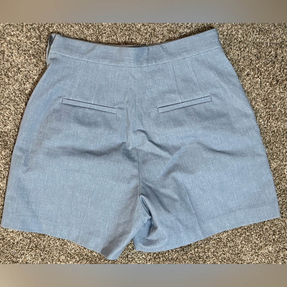 Lela Rose Light Blue High Waist Women's Shorts - Picture 4 of 5